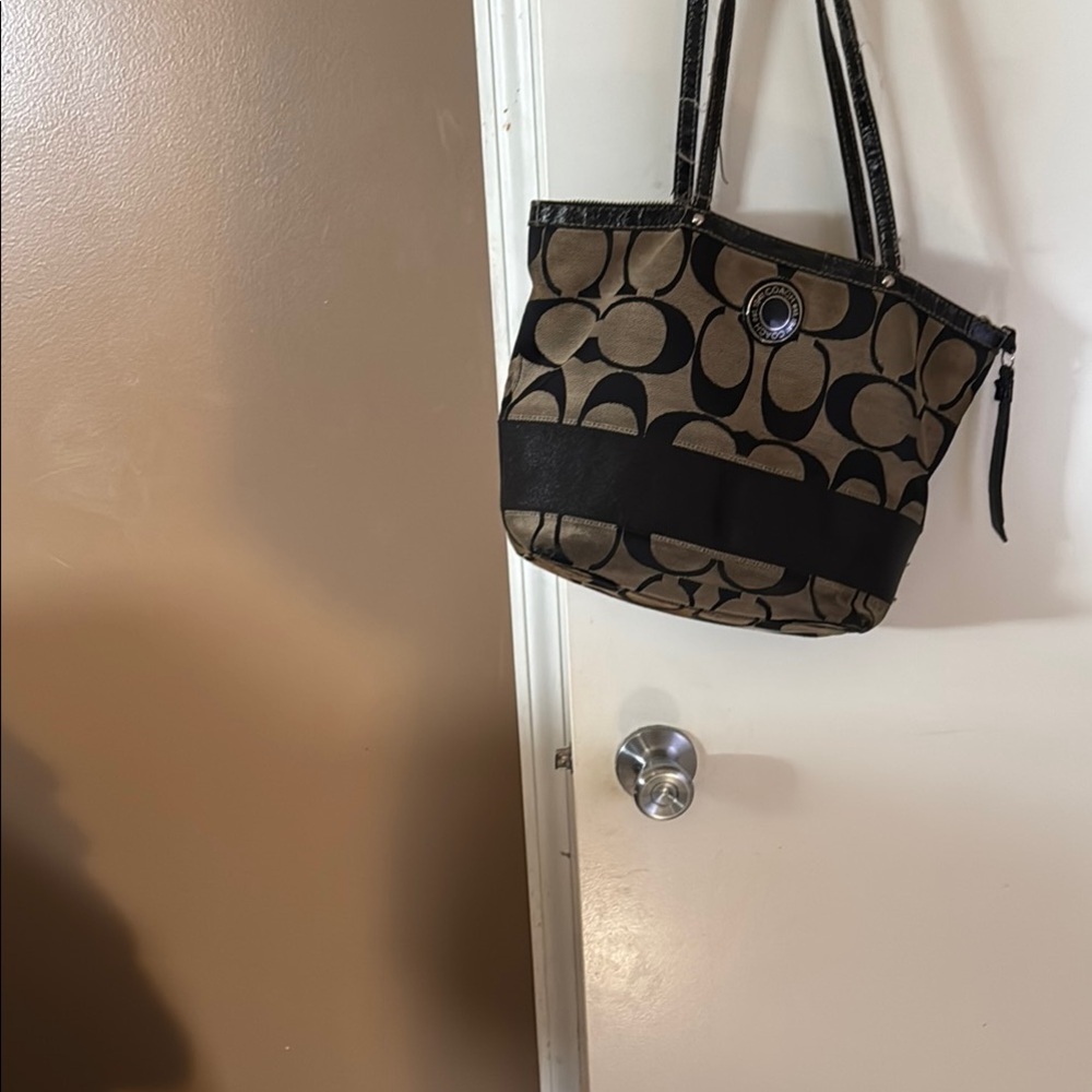 Coach Brown and Black Signature Tote
